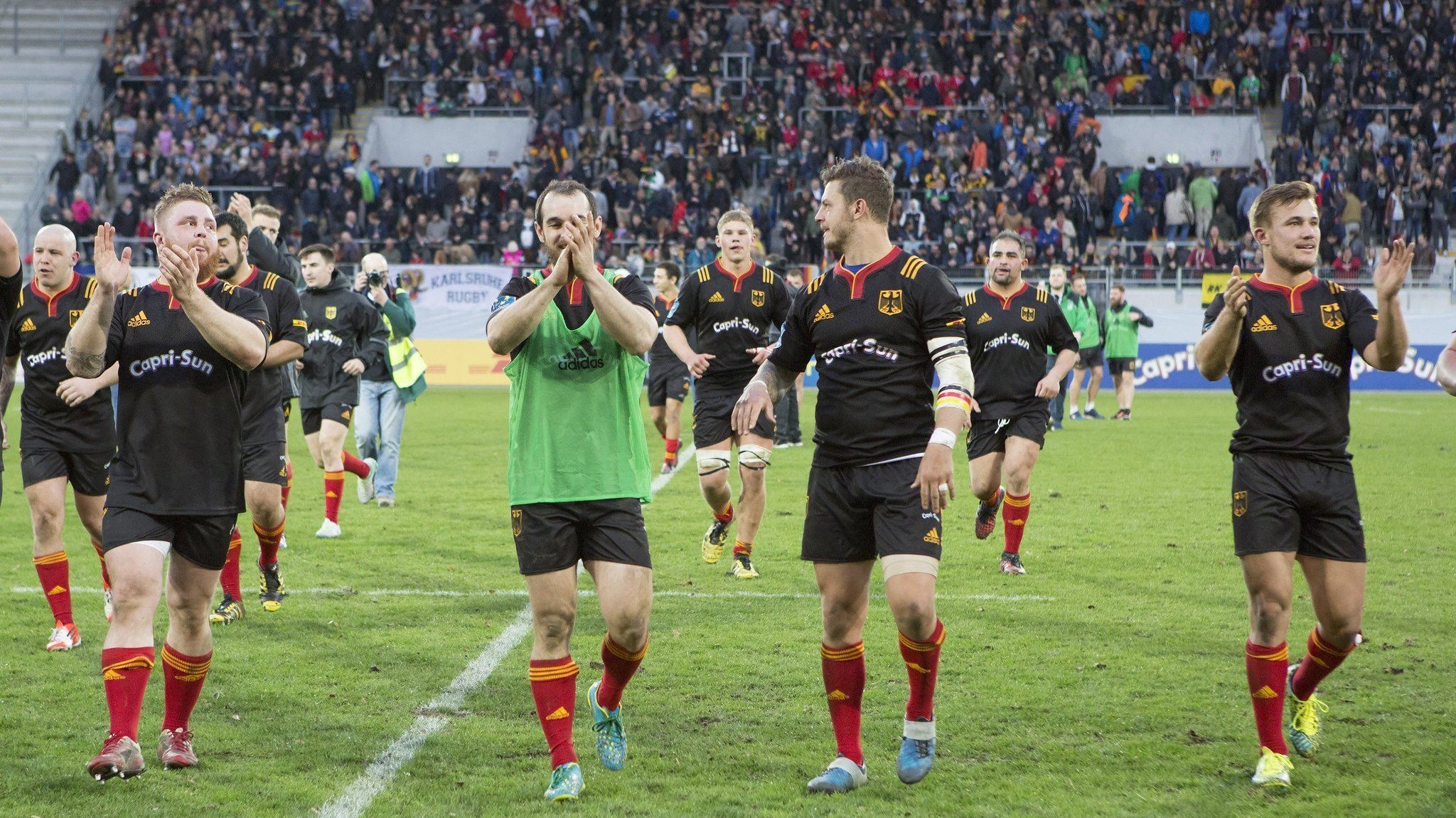 Germany rugby union side celebrate Rugby Europe Championship win over Belgium