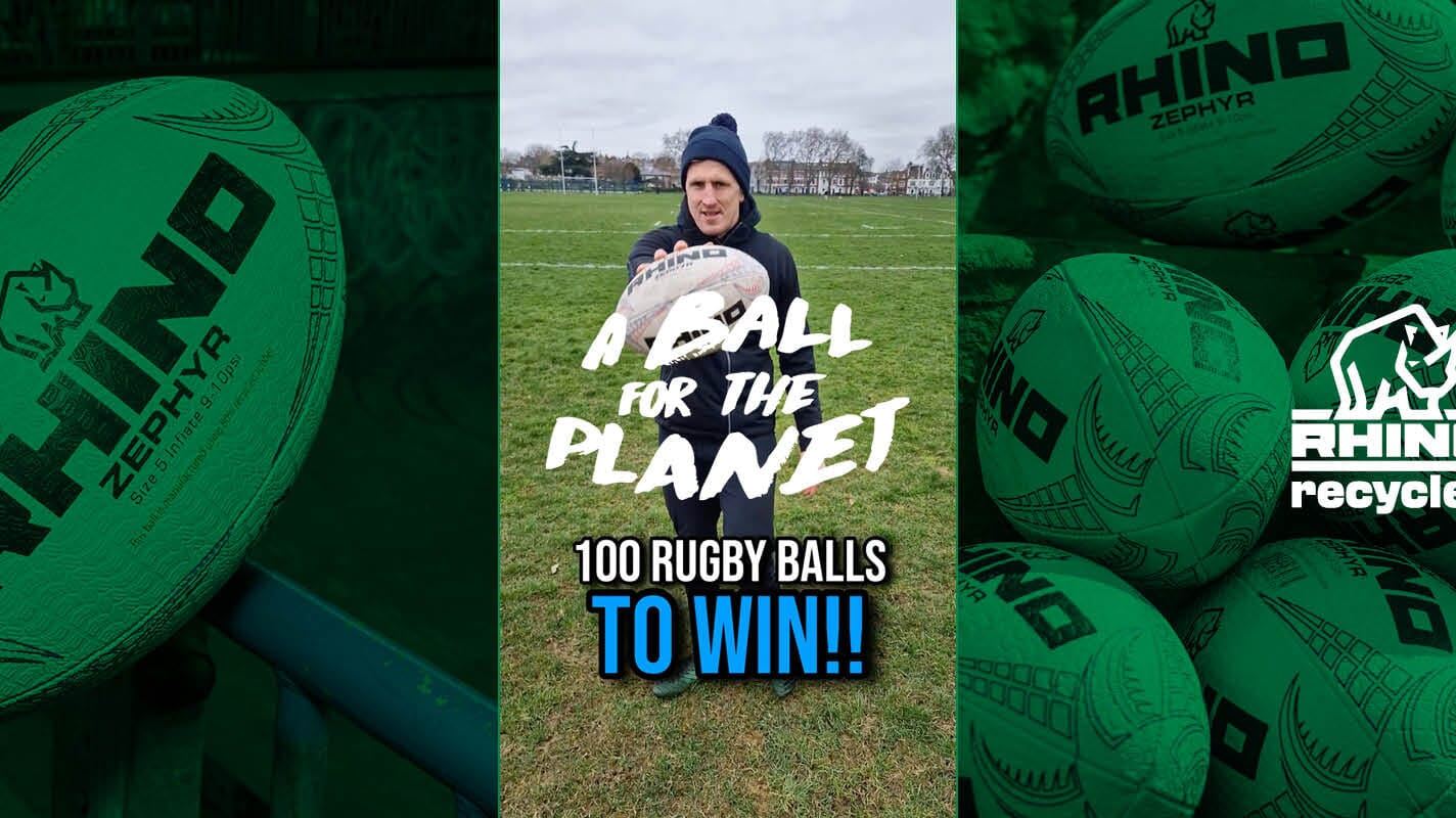 Rhino gives away 100 recycled rugby balls