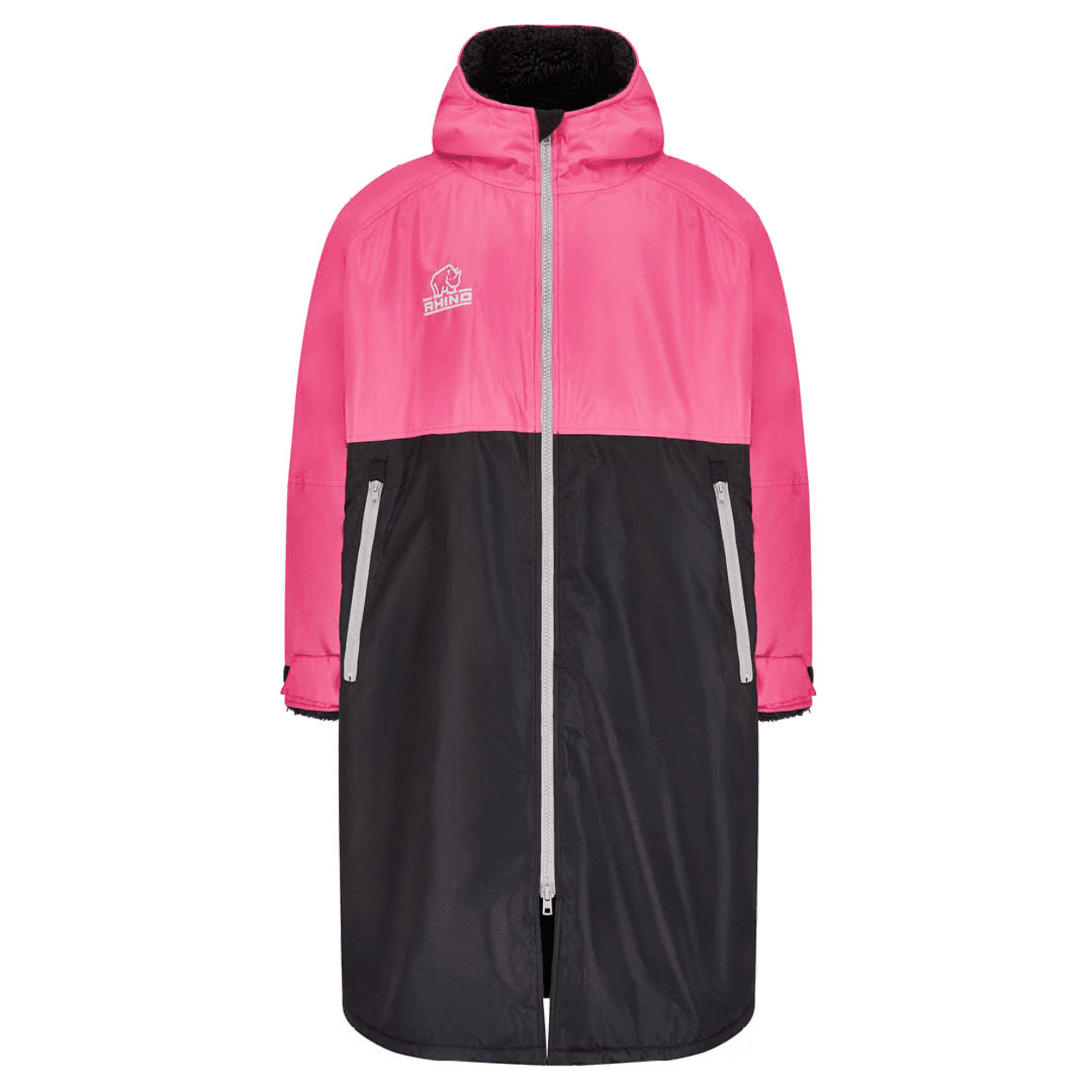 Sherpa Robe Dual Toned Pink Black Fleece Inner Lining Waterproof Jacket Keep Dry