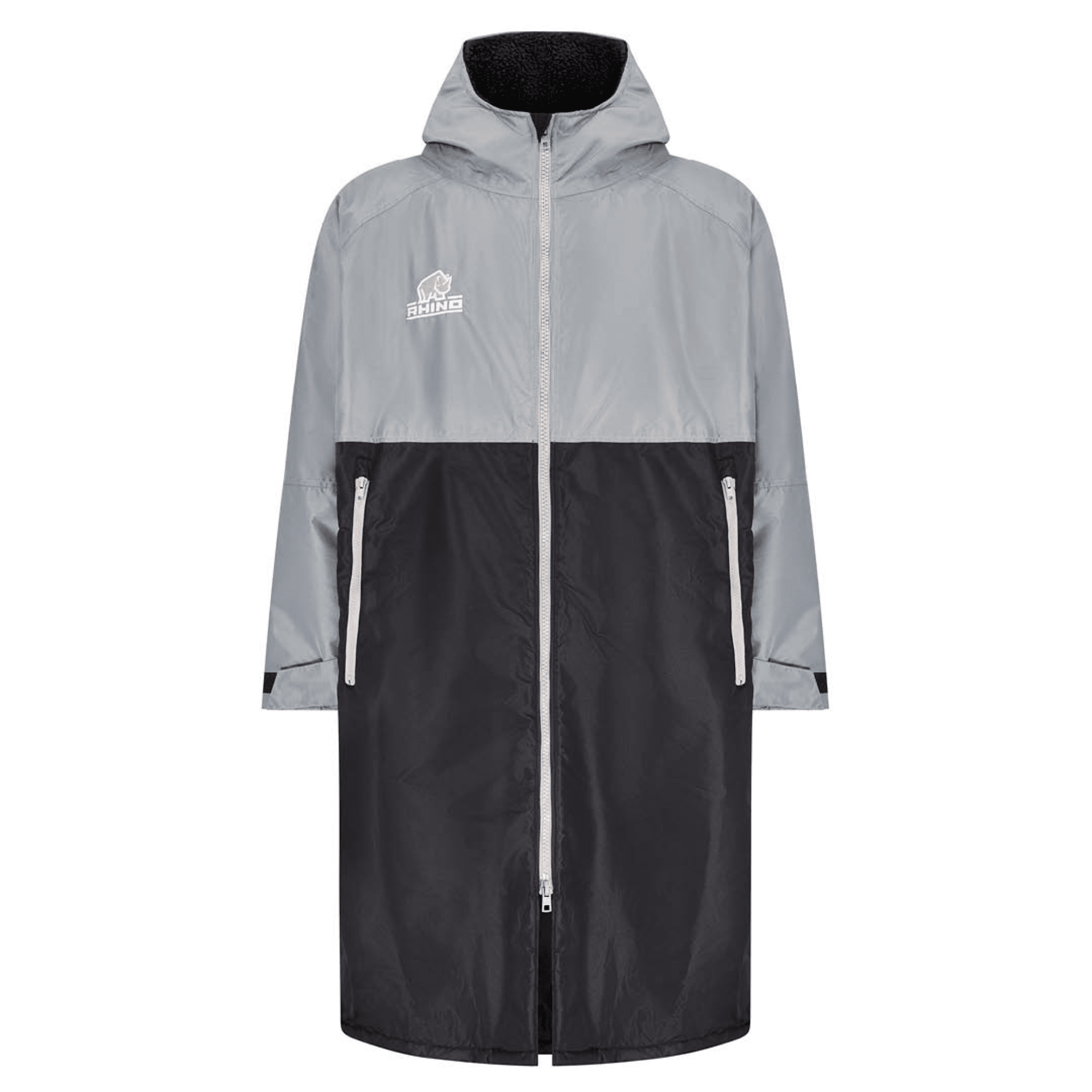Sherpa Robe Dual Toned Grey and Black Fleece Inner Lining Waterproof Jacket Keep Dry
