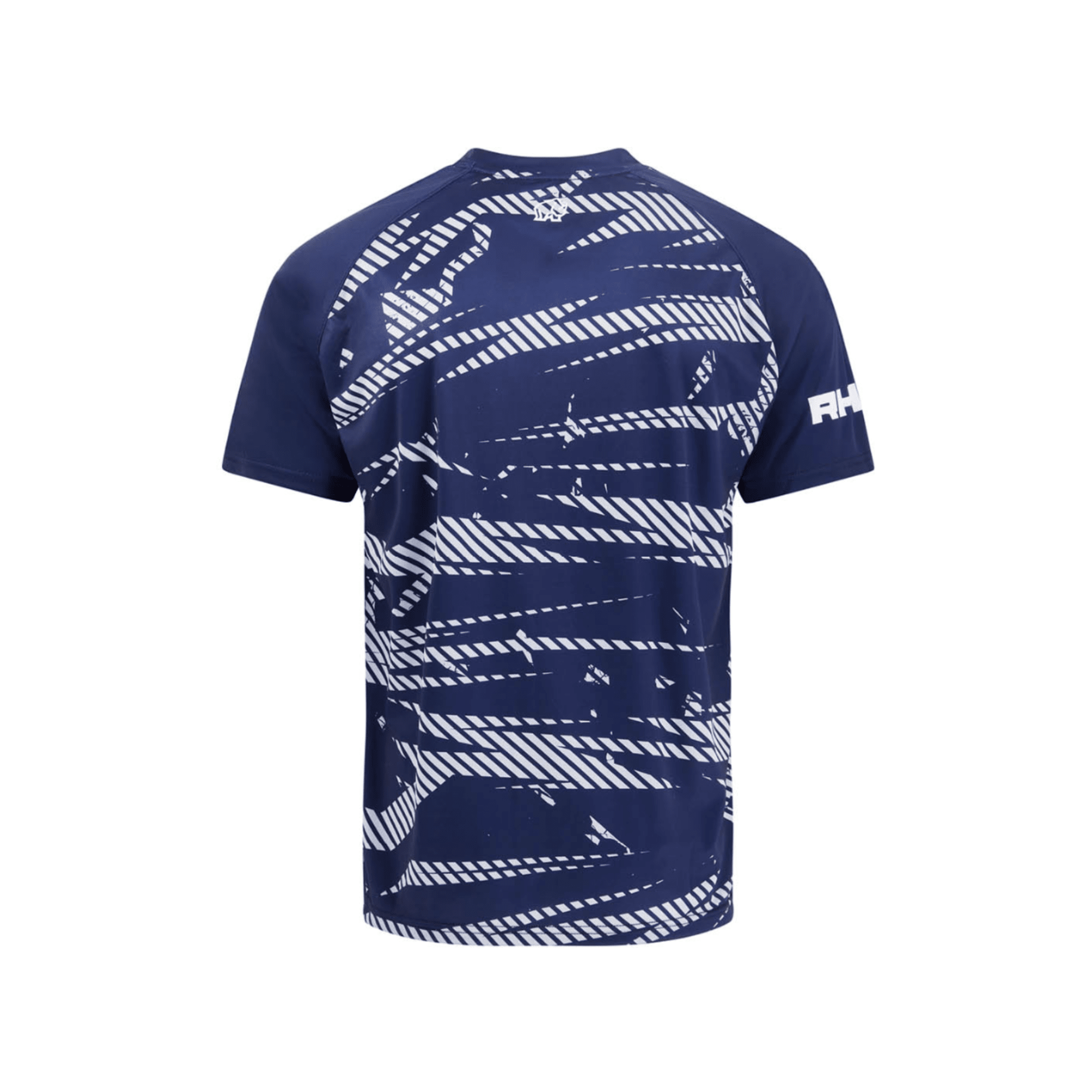 Navy blue t-shirt with white geometric pattern