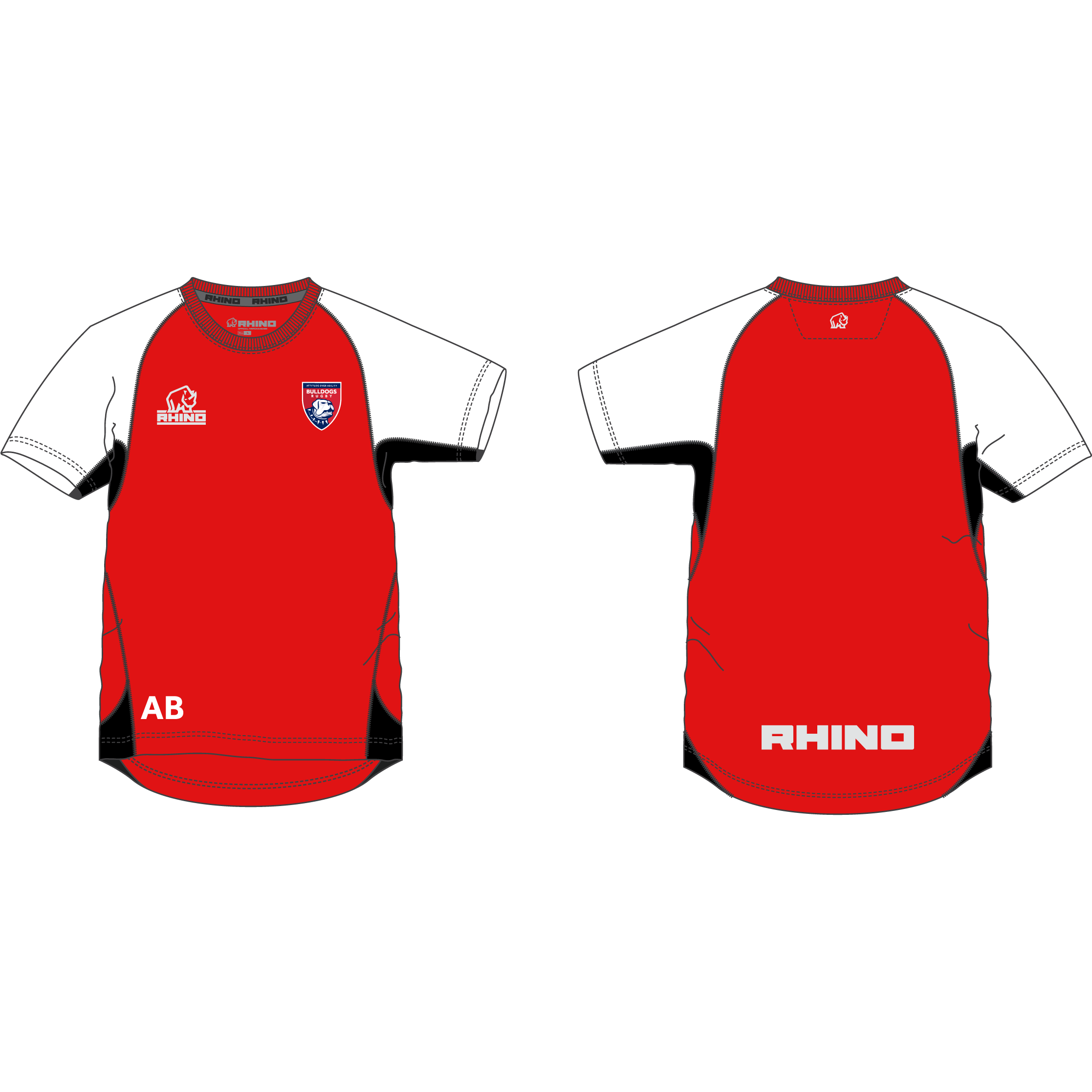 Bulldogs Rugby Mace T-Shirt Red and White