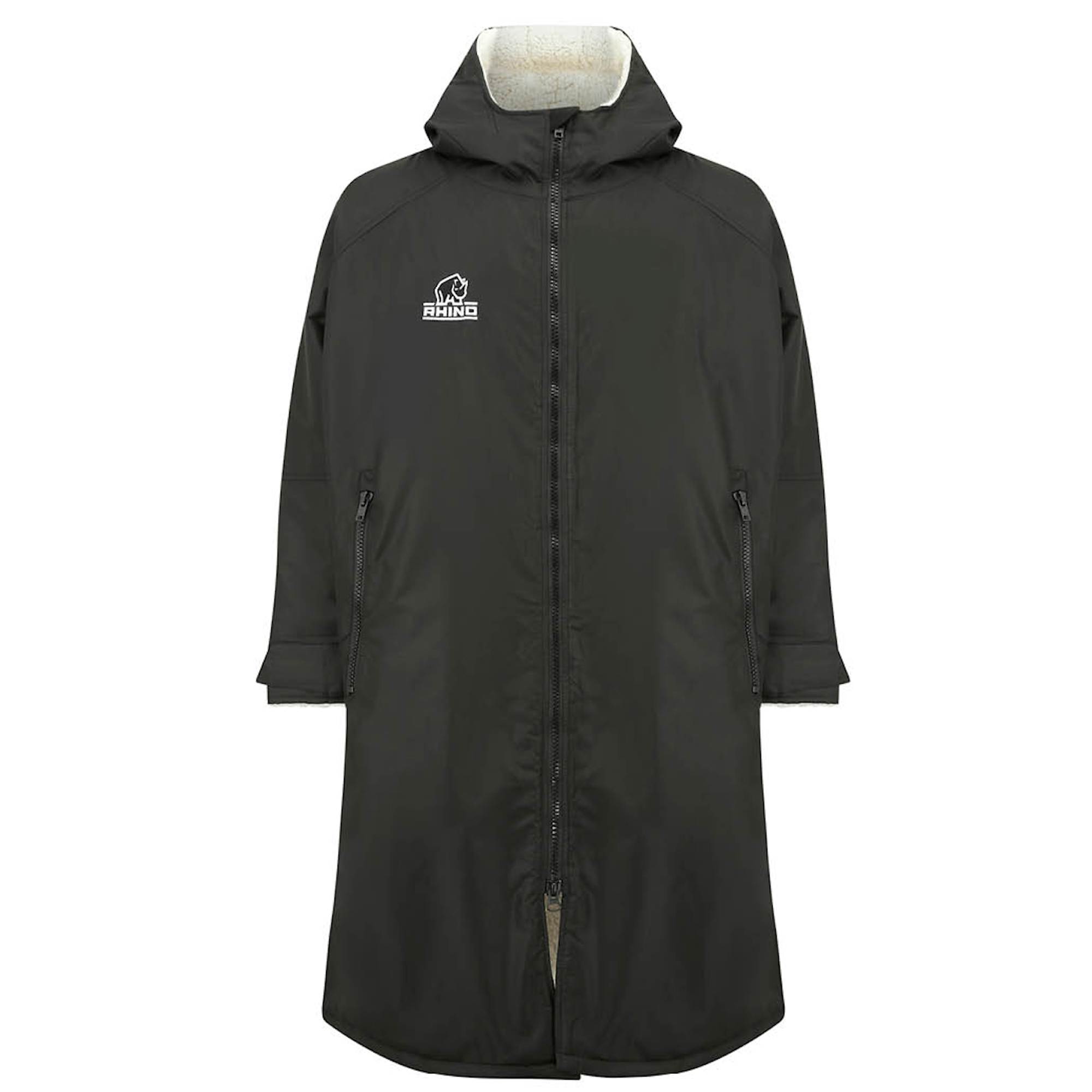 Sherpa robe changing robe with Sherpa fleece lining in black