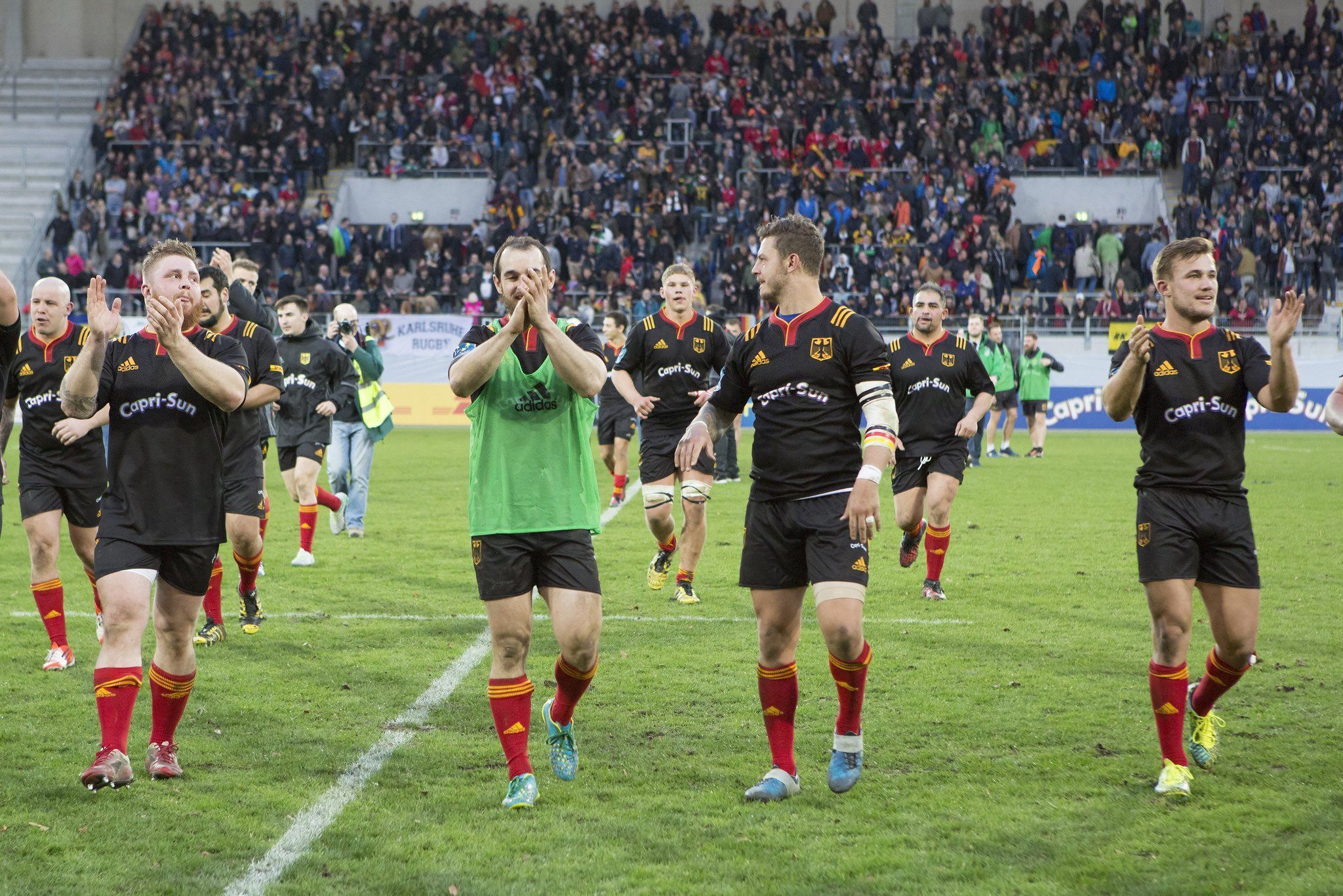 Germany rugby union side celebrate Rugby Europe Championship win over Belgium