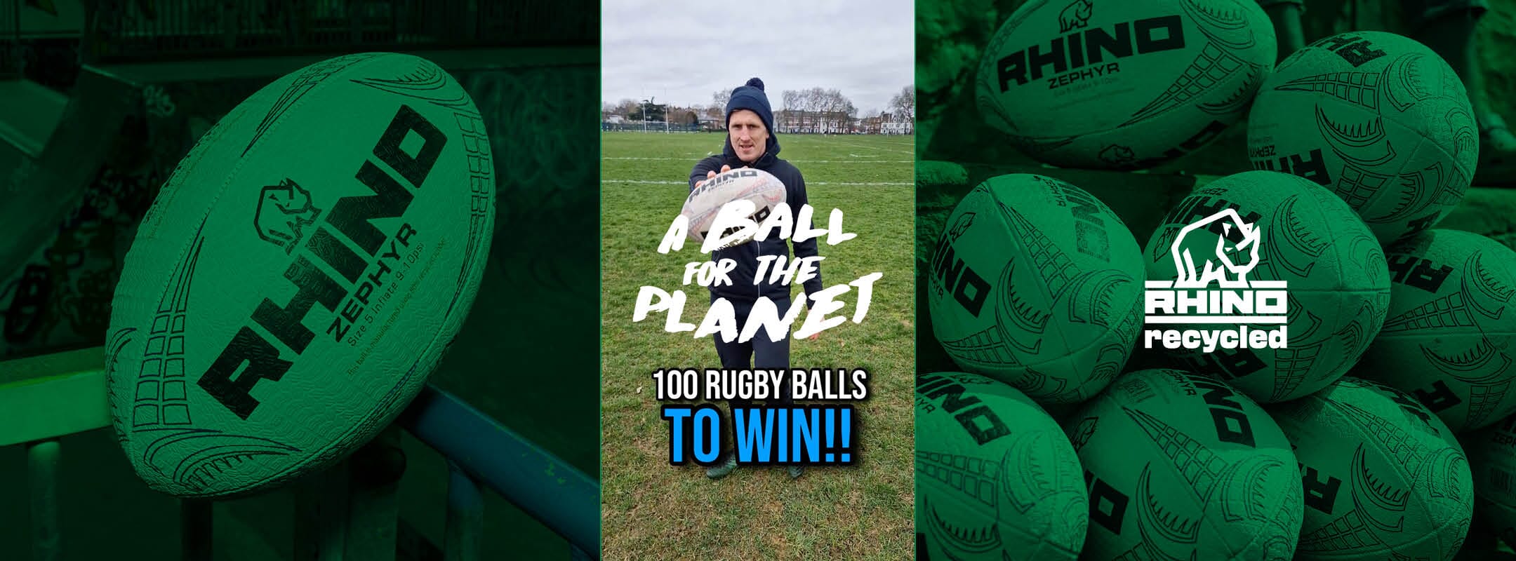 Rhino gives away 100 recycled rugby balls