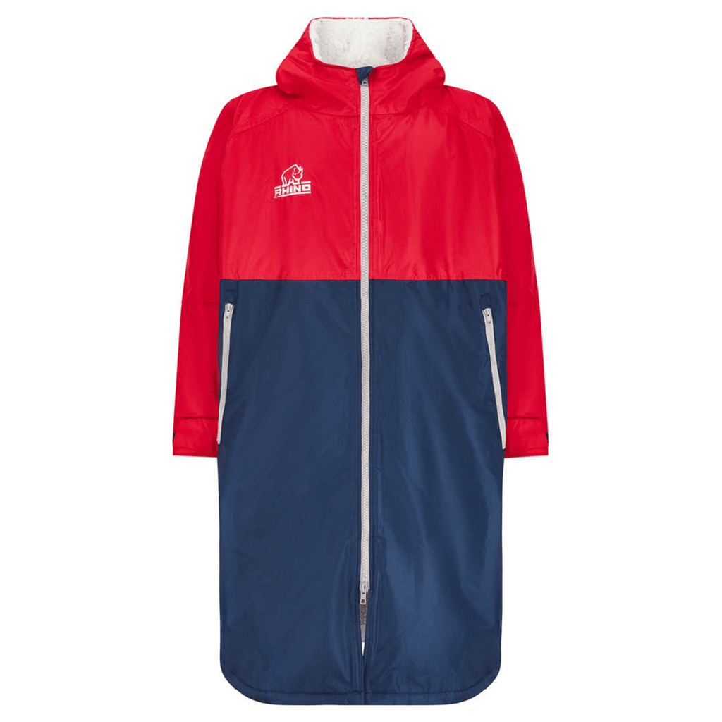 Sherpa Robe Dual Toned Red Navy Fleece Inner Lining Waterproof Jacket Keep Dry