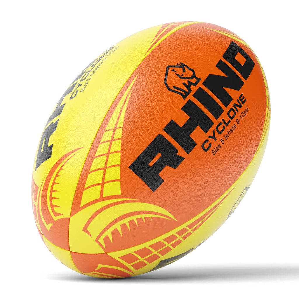 Cyclone Orange Yellow Rugby Ball